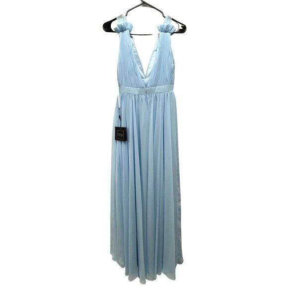 Mac Duggal Pleated Slit Baby Blue Formal Gown Maxi Dress Size 6 NWT - Picture 8 of 10